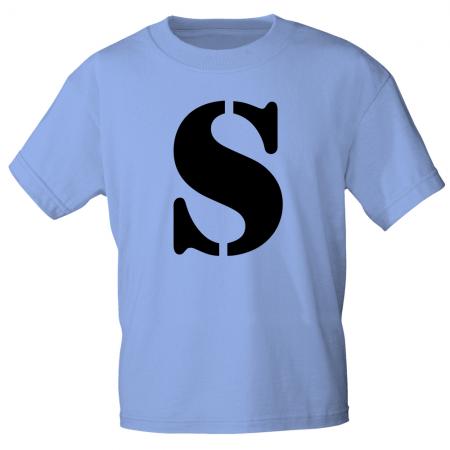 Marken T-Shirt mit Print Buchstabe - S - 85121 Hellblau Gr. S-3XL