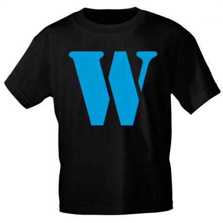 Marken T-Shirt mit Print Buchstabe - W - 85121 Schwarz Gr. S-3XL