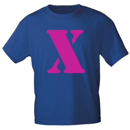 Marken T-Shirt mit Print Buchstabe - X - 85121 Royalblau Gr. S-3XL