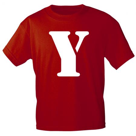 Kinder T-Shirt  mit Print Buchstabe - Y - 85130 Rot Gr. 110-164