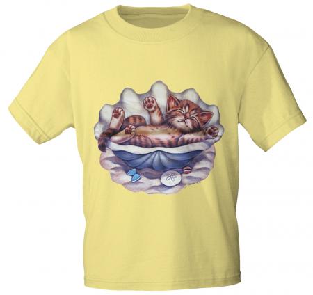T-Shirt Print Katze in Muschel KA167 Gr. S-3XL