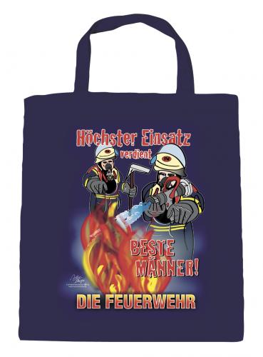Baumwolltasche mit Print - Höchster Einsatz ...Feuerwehr - 08813 dunkelblau