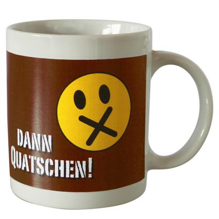 Tasse mit Print erst Kaffee dann quatschen weiss 57514