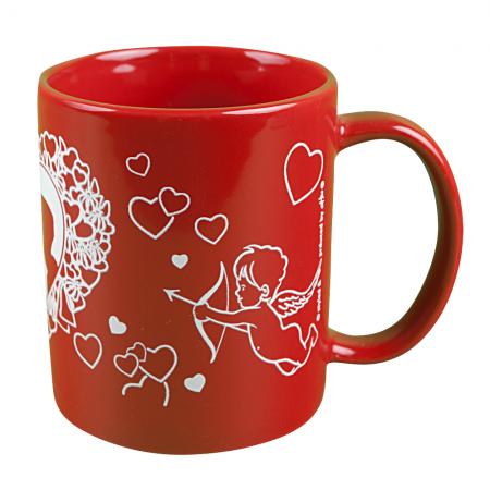 Tasse mit Print Liebesengel Kuss Portrait rot 57462