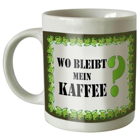 Tasse mit Print wo bleibt mein Kaffee weiss 57518