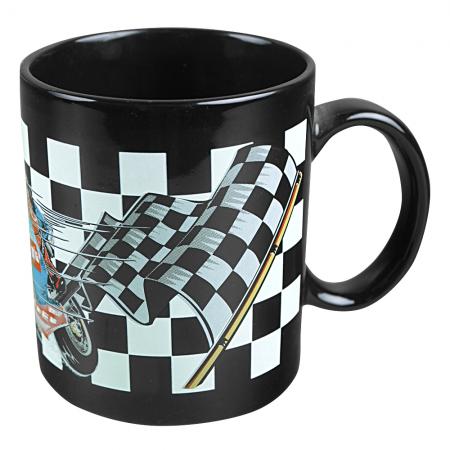 Tasse mit Print Motorrad Racing Fahne schwarz 57203