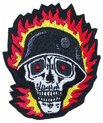 AUFNÄHER - Totenkopf Flammen - 03037 - Gr. ca. 8 cm - Patches Stick Applikation