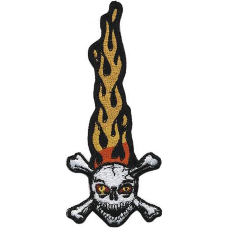 AUFNÄHER - Totenkopf Flamme - 03233 - Gr. ca. 10 x 2,5 cm - Patches Stick Applikation