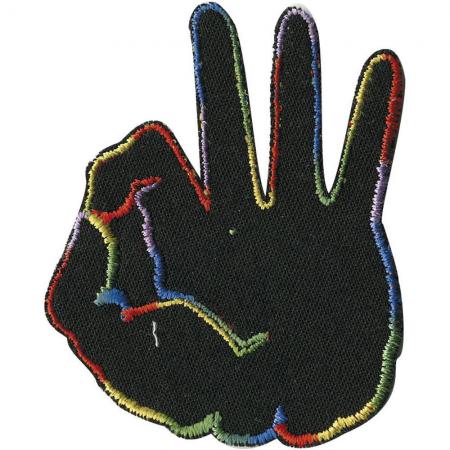 Aufnäher - Handzeichen - 01931 - Gr. ca. 6,5 x 5,5 cm - Patches Stick Applikation