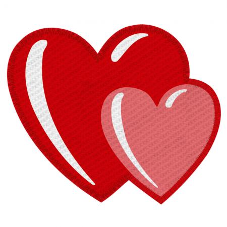 Aufnäher - Zwei Herzen - 21707 - Gr. ca. 6,5 x 5,5 cm - Patches Stick Applikation