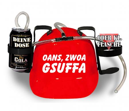Trinkhelm Spaßhelm mit Printmotiv - OANS ZWOA GSUFFA - 51609 - versch. Farben zur Wahl rot