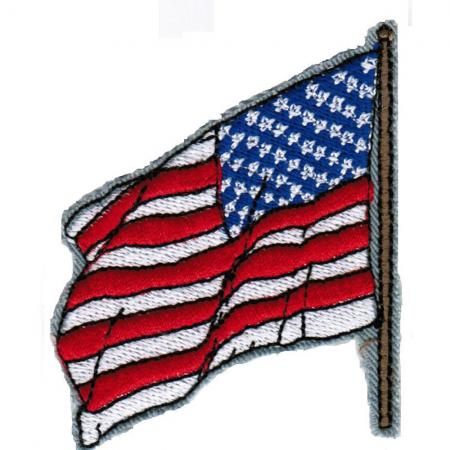AUFNÄHER - USA wehende Flagge - 02937- Gr. ca. 5,5 x 6,5 cm - Patches Stick Applikation