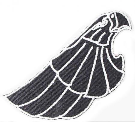 Aufnäher Patches - Greifvogelkopf schwarz-weiss - 04066 Gr. ca. 11 x 5,5 cm