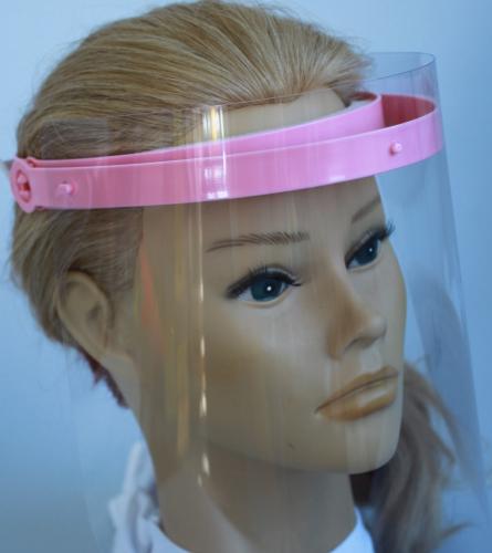 Klarsicht Gesichtschutz Gesichtsvisier aus Kunststoff mit Wunschname rosa