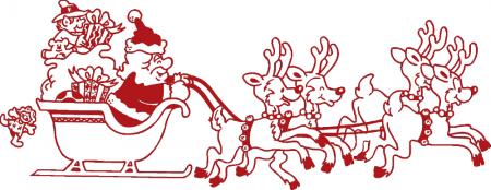 Wandtattoo Dekorfolie Weihnachtsmann mit Schlitten WD0807 -  verschiedene Farben zur Wahl