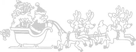 Wandtattoo Dekorfolie Weihnachtsmann mit Schlitten WD0807 -  verschiedene Farben zur Wahl