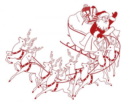 Wandtattoo Dekorfolie Weihnachtsmann mit Schlitten WD0813 -  verschiedene Farben und Größen zur Wahl