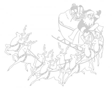 Wandtattoo Dekorfolie Weihnachtsmann mit Schlitten WD0813 -  verschiedene Farben und Größen zur Wahl