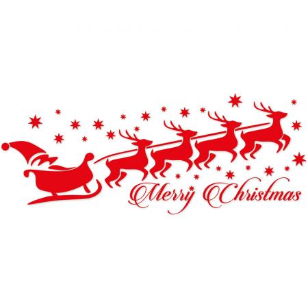 Wandtattoo Dekorfolie - Weihnachtsschlitten - Merry Christmas - WD0822 - verschiedene Farben zur Wahl