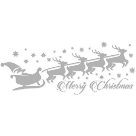 Wandtattoo Dekorfolie - Weihnachtsschlitten - Merry Christmas - WD0822 - verschiedene Farben zur Wahl