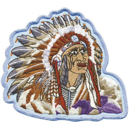 AUFNÄHER Patches Applikation - Indianer Häuptling - 04499 Gr. ca. 10,5 x 9,5 cm