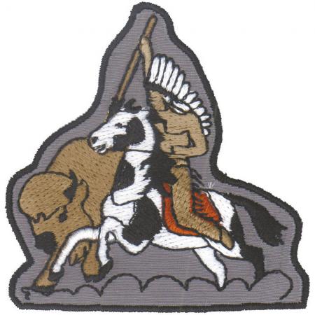 AUFNÄHER - Indianer Büffeljagd - 04653 - Gr. ca. 7 x 7 cm - Patches Stick Applikation