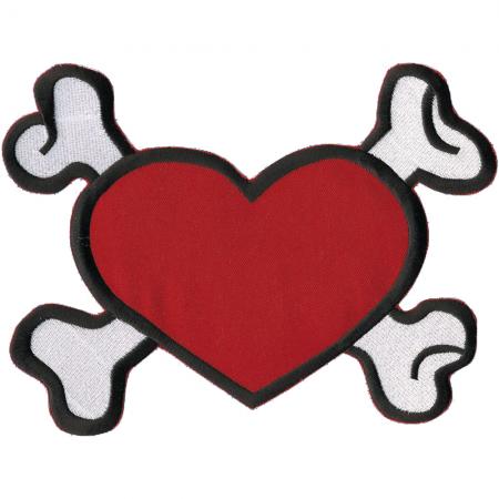 Aufnäher - Herz mit Knochen - 08570 - Gr. ca. 24 x 18 cm - Patches Stick Applikation