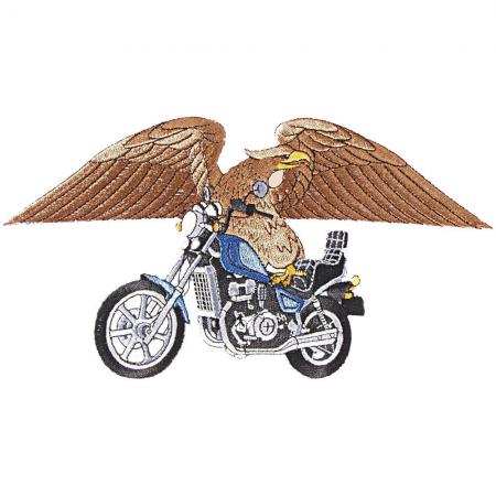 Rückenaufnäher - blaues Bike mit Adler - 08600 - Gr. ca. 25 x 14 cm