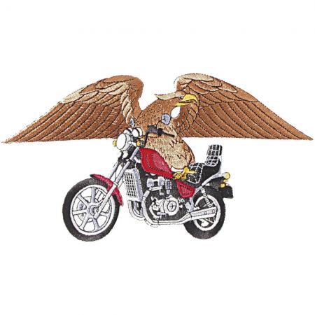 Aufnäher XL - Motorrad mit Adlerschwinge - Gr. ca. 25 x 14cm - 08601 rot