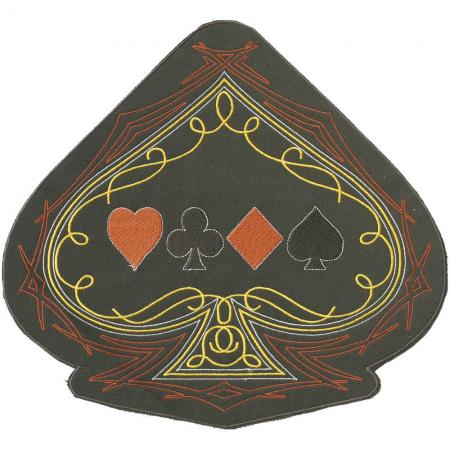 XL Aufnäher Patches Applikation - Kartenspiel Karte Pik - 08546 Gr. ca. 25 x 23 cm