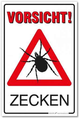 PST-Schild - VORSICHT ZECKEN - 308579/20 - Gr. ca. 30 x 20 cm - Kunststoffschild