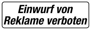 PVC Aufkleber für Briefkasten Briefkästen - KEINE WERBUNG - REKLAME - 303399 -  Gr. ca. 150 x 50 mm