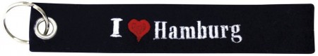 Filz-Schlüsselanhänger mit Stick I love Hamburg Gr. ca. 17x3cm 14155 schwarz