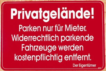 Hinweisschild - Privatgelände - Parken nur für Mieter... - 308699 - Gr. ca. 25 x 40cm