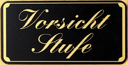 Hinweisschild - VORSICHT STUFE - Gr. ca. 150 x 75 mm - 308072