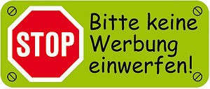 PVC Aufkleber für Briefkasten Briefkästen - KEINE WERBUNG - 302079 - Gr. ca. 48 x 20 mm