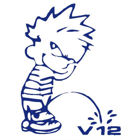 Pinkelmännchen Applikations-Aufkleber - V12 Motor - 303638 Gr. ca. 15cm