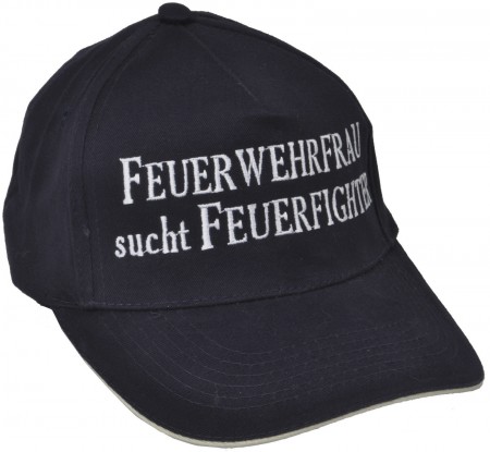 Baseballcap mit Einstickung - Feuerwehrfrau sucht Feuerfighter - 68168 schwarz