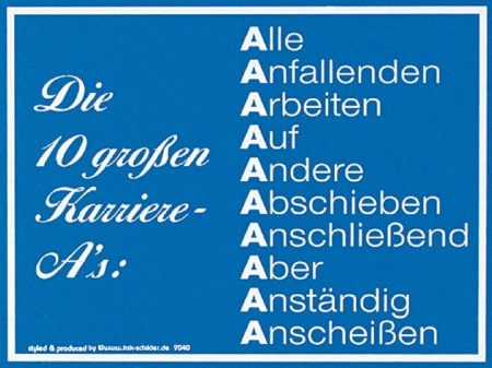 Spaß-Schild - Die 10 Großen Karriere-As ... - 309040 - 25cm x 15cm