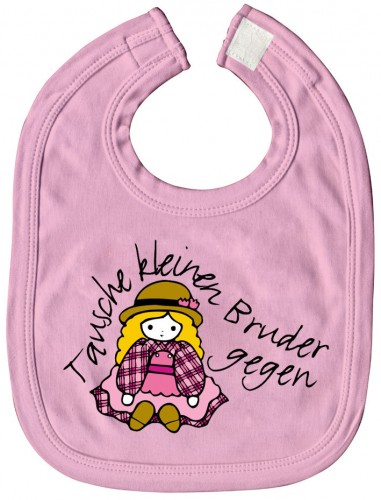 Baby-Lätzchen mit Druckmotiv  - Tausche kleinen Bruder... - 07028 - rosa