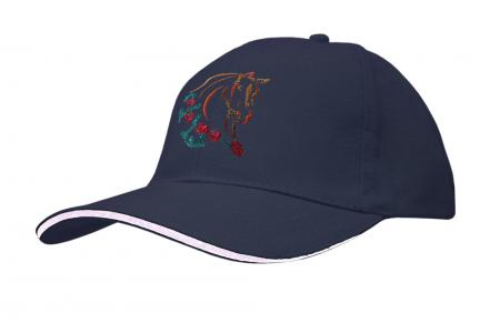 Baseballcap mit Einstickung - Pferd Pferdekopf Rosen - versch. Farben 69244