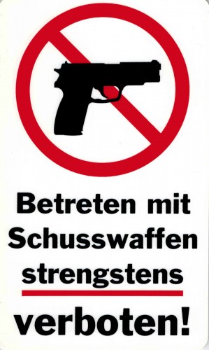 Hinweis-Verbotsschild - SCHUSSWAFFEN VERBOTEN - Gr. 25 x 15 cm - 308459