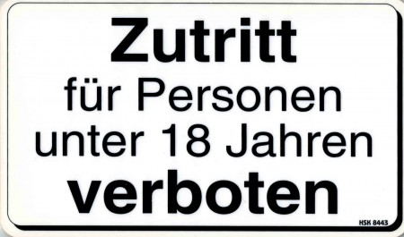 Verbotsschild - ZUTRITT UNTER 18 VERBOTEN - Gr. 25 x 14,5 cm - Kinder Teenager - 308443