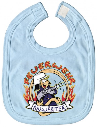 Baby-Lätzchen mit Druckmotiv  - Feuerwehr Anwärter - 07011 - hellblau