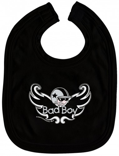 Baby-Lätzchen mit Druckmotiv  - Bad Boy - 07035 - schwarz