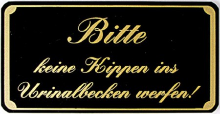 Hinweisschild Toilette - BITTE KEINE KIPPEN... - Gr. ca. 150 x 75 mm - 308061