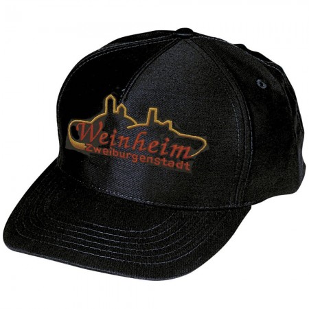 Baseballcap mit Einstickung - 2 Burgen Weinheim - 68848 schwarz