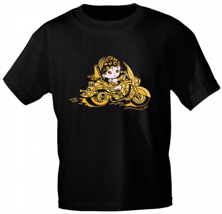 Kinder T-Shirt mit Aufdruck - Bikerin - 06901 - schwarz - Gr. 86-164