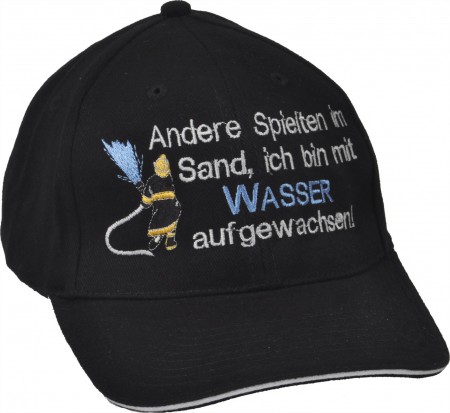 Baseballcap mit Einstickung - Feuerwehrmann ... Andere spielten im Sand - 68167 schwarz