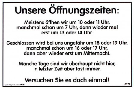 Spaß-Schild - Meistens öffnen wir um 10 oder 11... - 308972 - 30 x 20 cm